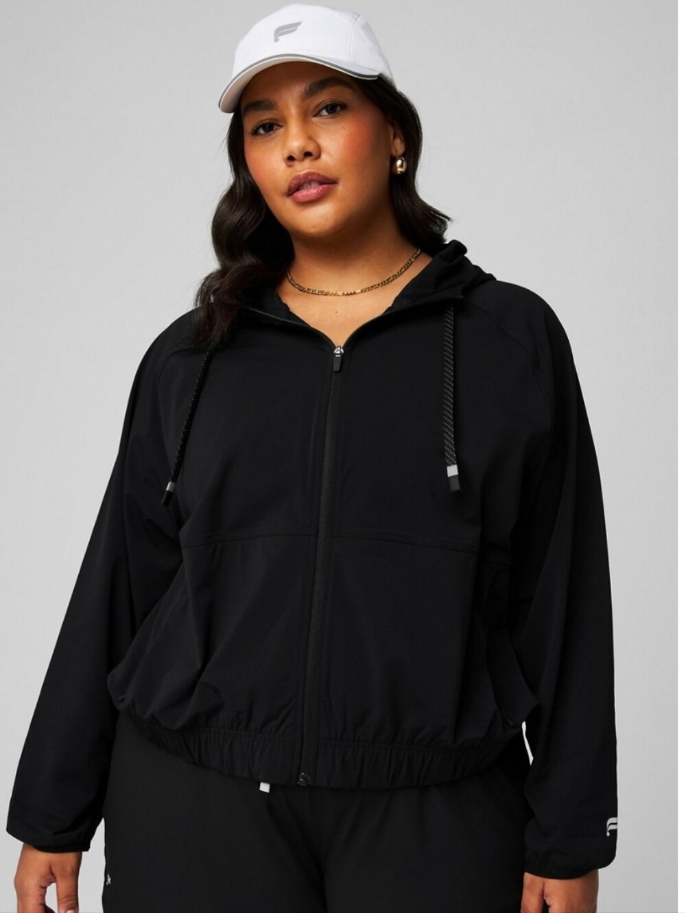 Fabletics One Jacket Black Hooded Zip Activewear Jacket 3X Like New